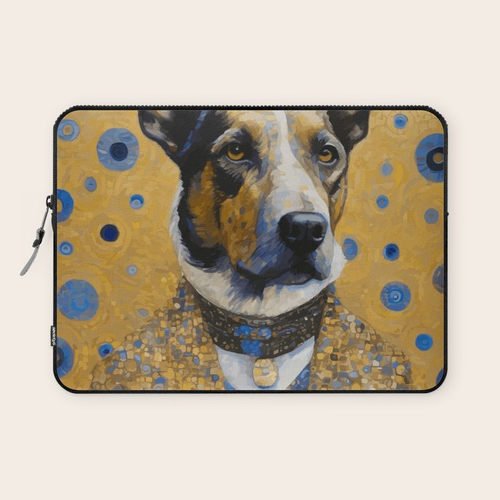 Gustav Klimt Style Distinguished Dog with Gold Medal Laptop Sleeve Gallery Image 1
