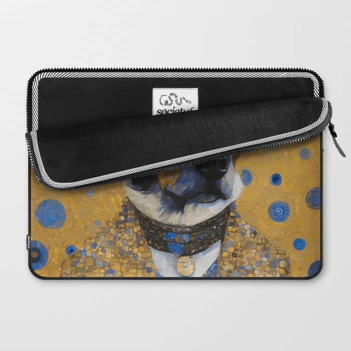 Gustav Klimt Style Distinguished Dog with Gold Medal Laptop Sleeve Gallery Image 2