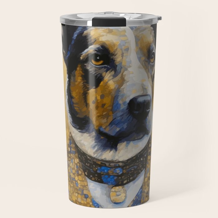 Gustav Klimt Style Distinguished Dog with Gold Medal Travel Mug Gallery Image 1