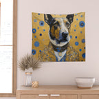 Gustav Klimt Style Distinguished Dog with Gold Medal Wall Tapestry Gallery Image 2