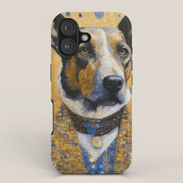 Gustav Klimt Style Distinguished Dog with Gold Medal iPhone Case Gallery Image 1