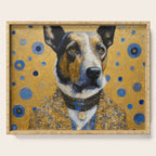 Gustav Klimt Style Distinguished Dog with Gold Medal Serving Tray Gallery Image 1