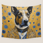 Gustav Klimt Style Distinguished Dog with Gold Medal Wall Tapestry Gallery Image 4