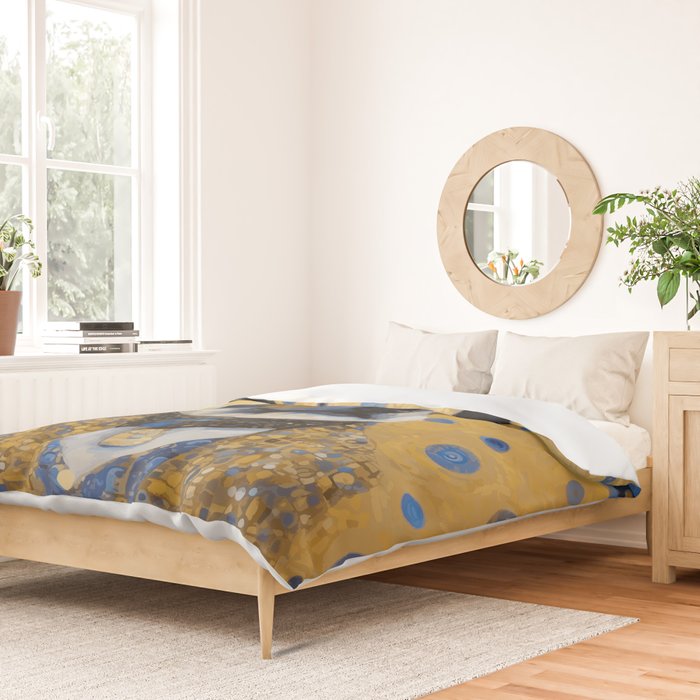 Gustav Klimt Style Distinguished Dog with Gold Medal Duvet Cover Gallery Image 2