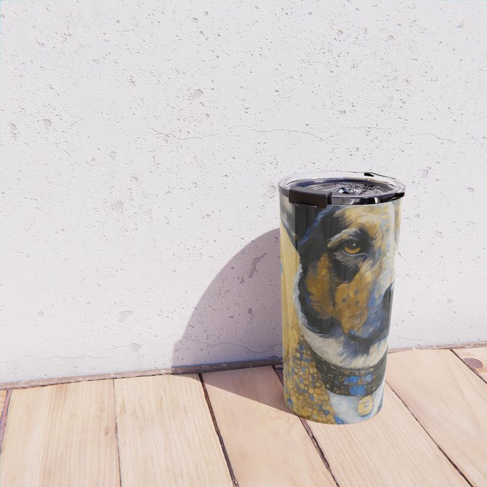 Gustav Klimt Style Distinguished Dog with Gold Medal Travel Mug Gallery Image 4