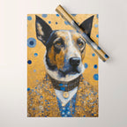 Gustav Klimt Style Distinguished Dog with Gold Medal Wrapping Paper Gallery Image 1