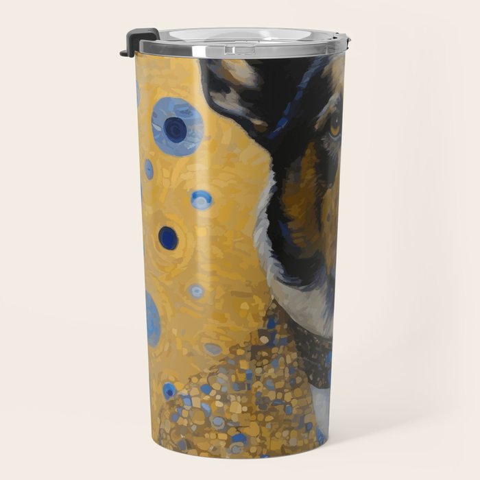 Gustav Klimt Style Distinguished Dog with Gold Medal Travel Mug Gallery Image 3