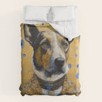 Gustav Klimt Style Distinguished Dog with Gold Medal Duvet Cover Gallery Image 6