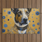 Gustav Klimt Style Distinguished Dog with Gold Medal Outdoor Rug Gallery Image 1