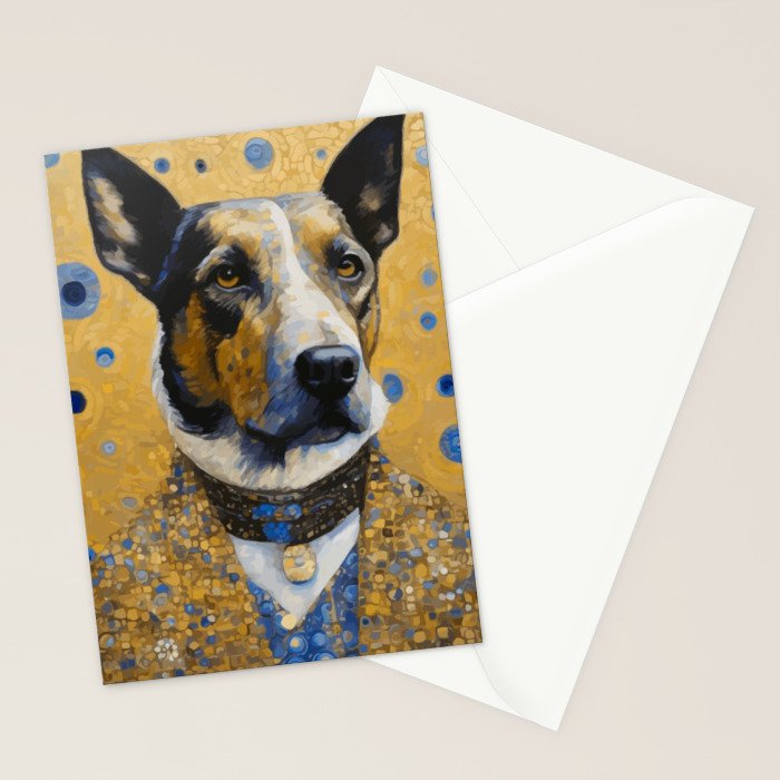 Gustav Klimt Style Distinguished Dog with Gold Medal Stationery Card Gallery Image 2