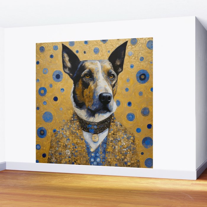 Gustav Klimt Style Distinguished Dog with Gold Medal Wall Mural Gallery Image 2