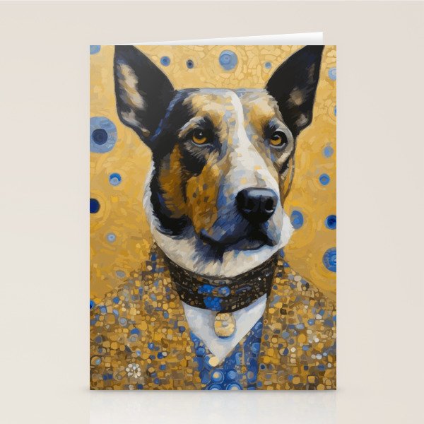 Gustav Klimt Style Distinguished Dog with Gold Medal Stationery Card Gallery Image 1