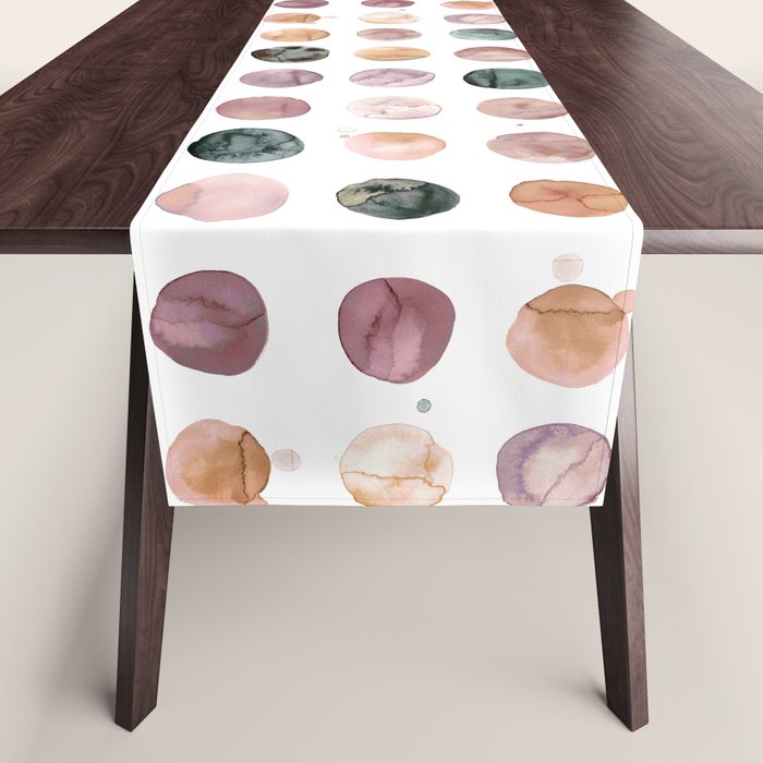 Watercolor Earth Tone Dots Minimal Boho Pattern Table Runner Gallery Image 1