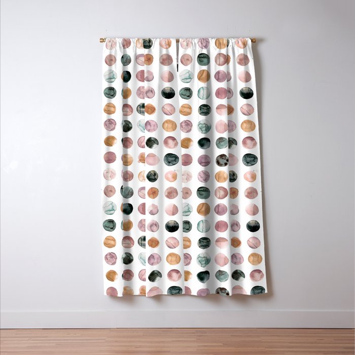Watercolor Earth Tone Dots Minimal Boho Pattern Window Curtain Gallery Image 3