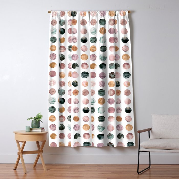 Watercolor Earth Tone Dots Minimal Boho Pattern Window Curtain Gallery Image 5