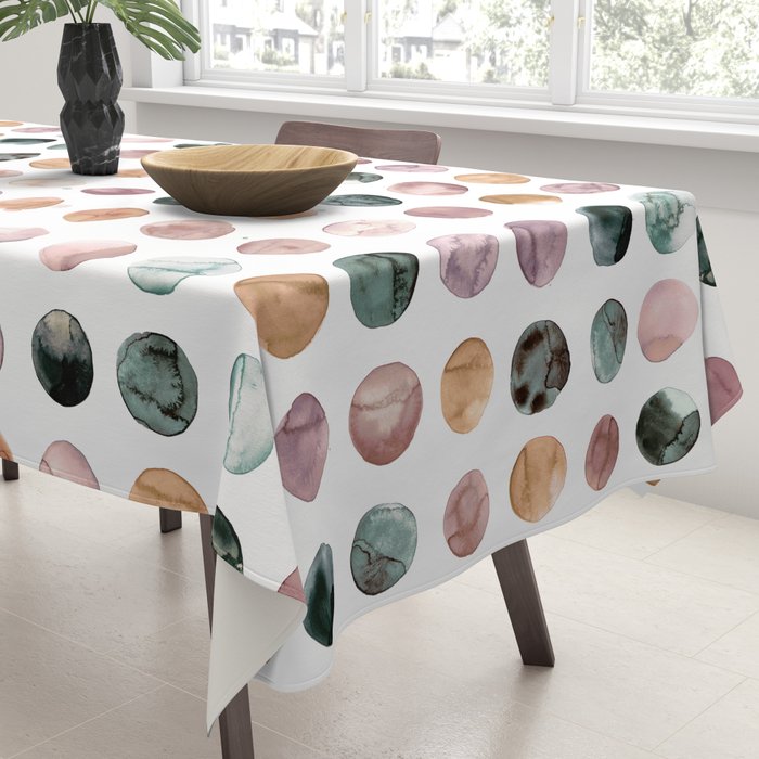 Watercolor Earth Tone Dots Minimal Boho Pattern Tablecloth Gallery Image 3