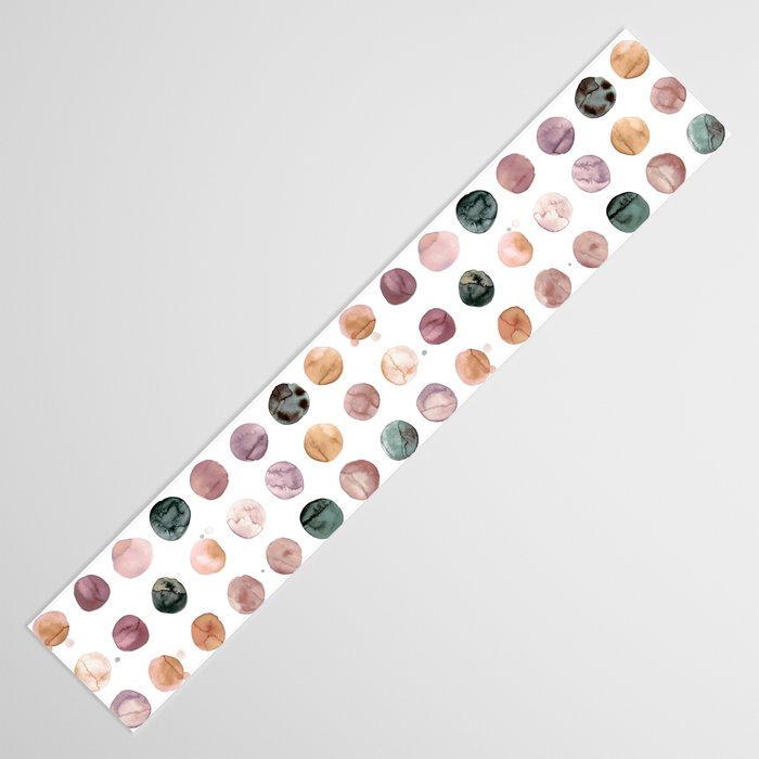 Watercolor Earth Tone Dots Minimal Boho Pattern Table Runner Gallery Image 3
