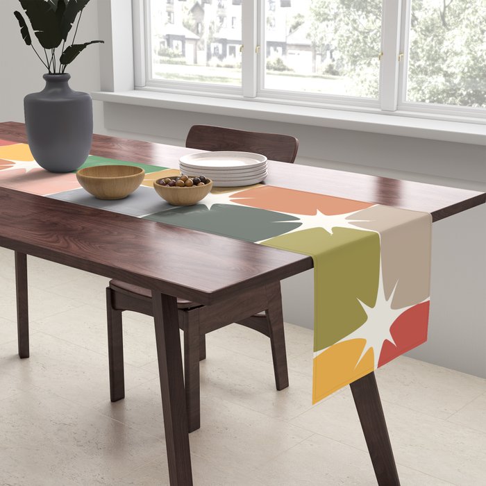 Retro Festive Sparkle Colorful Checker Table Runner Gallery Image 2