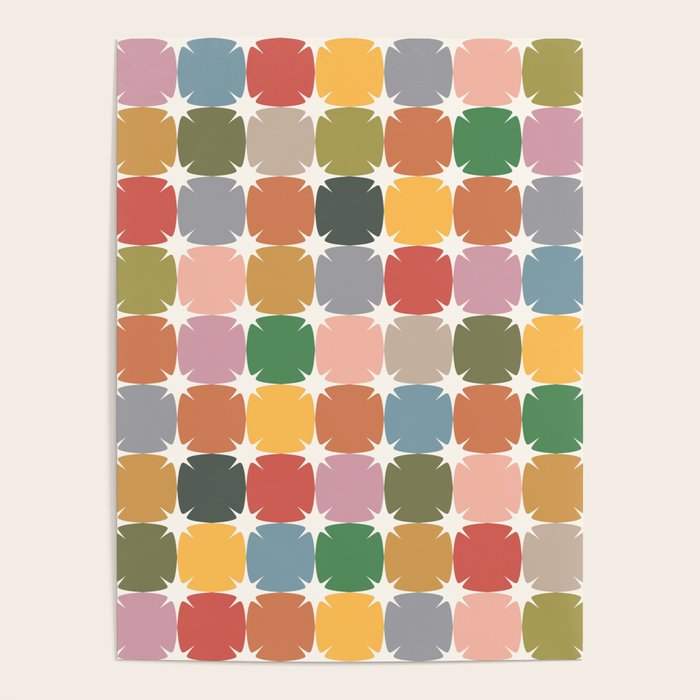 Retro Festive Sparkle Colorful Checker Poster Gallery Image 1