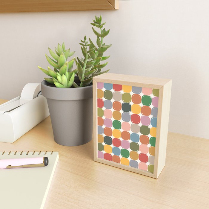 Retro Festive Sparkle Colorful Checker Mini Art Print Gallery Image 2
