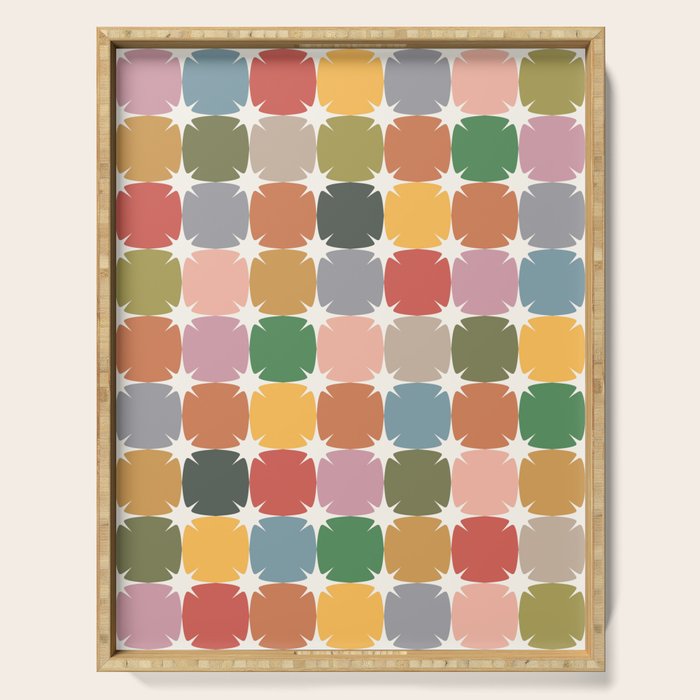 Retro Festive Sparkle Colorful Checker Serving Tray Gallery Image 1