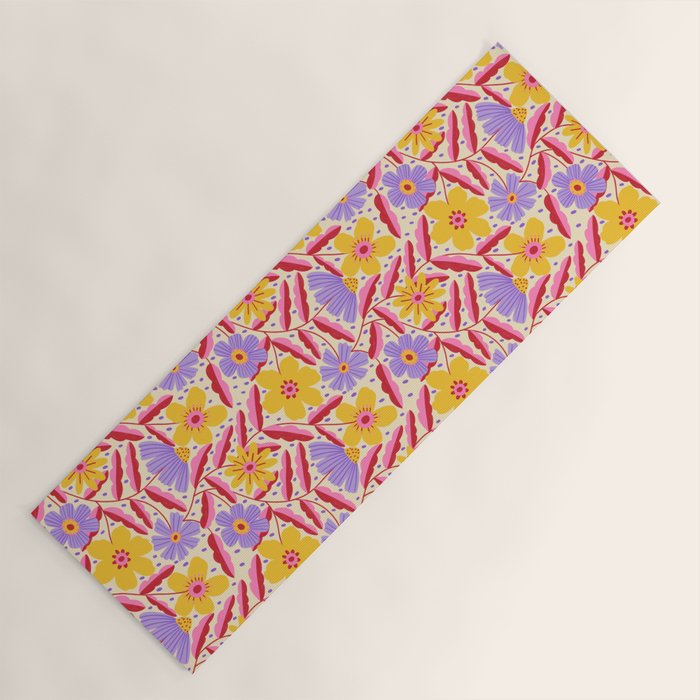 Flower Garden - Yellow & Purple  Yoga Mat Gallery Image 1