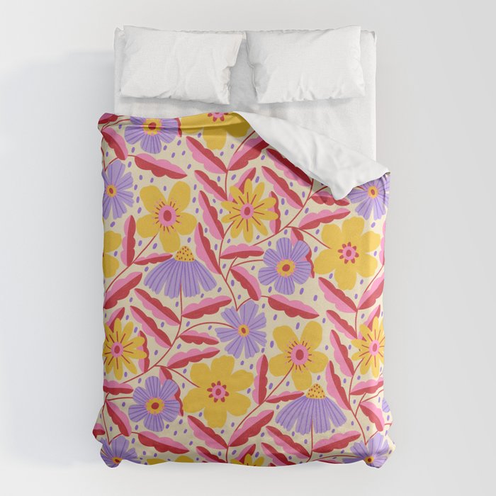 Flower Garden - Yellow & Purple  Duvet Cover Gallery Image 6
