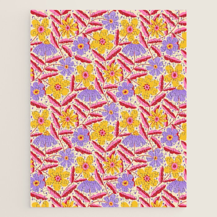 Flower Garden - Yellow & Purple  Jigsaw Puzzle Gallery Image 1
