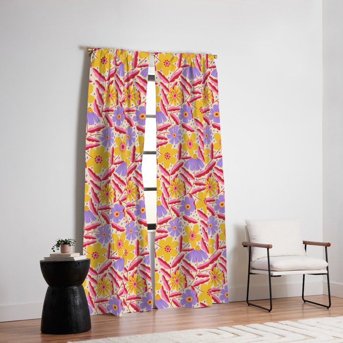 Flower Garden - Yellow & Purple  Window Curtain Gallery Image 2