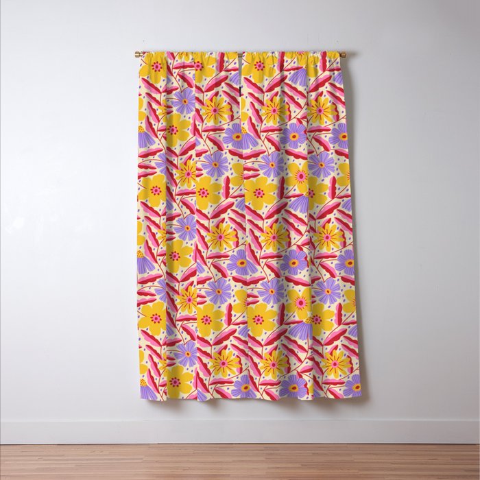 Flower Garden - Yellow & Purple  Window Curtain Gallery Image 3