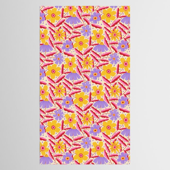 Flower Garden - Yellow & Purple  Tablecloth Gallery Image 2