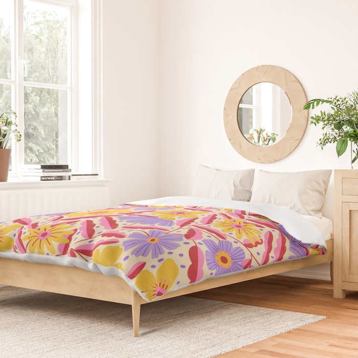 Flower Garden - Yellow & Purple  Duvet Cover Gallery Image 2