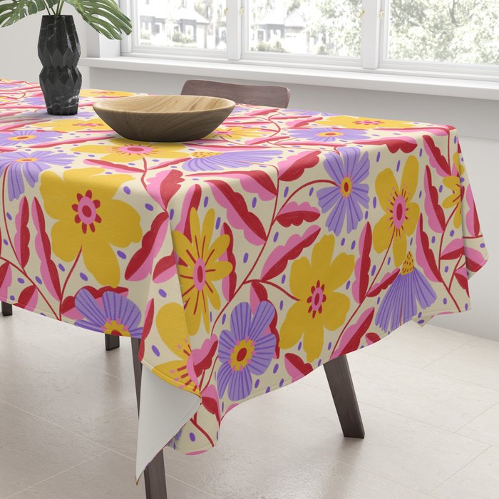 Flower Garden - Yellow & Purple  Tablecloth Gallery Image 3