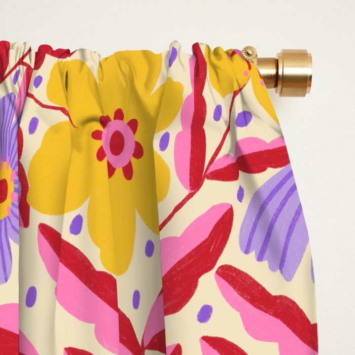 Flower Garden - Yellow & Purple  Window Curtain Gallery Image 2