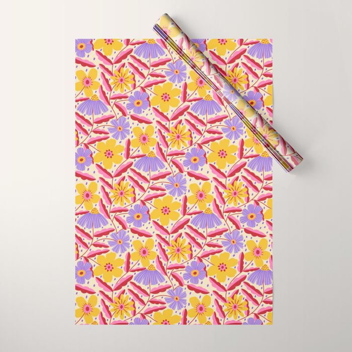 Flower Garden - Yellow & Purple  Wrapping Paper Gallery Image 1