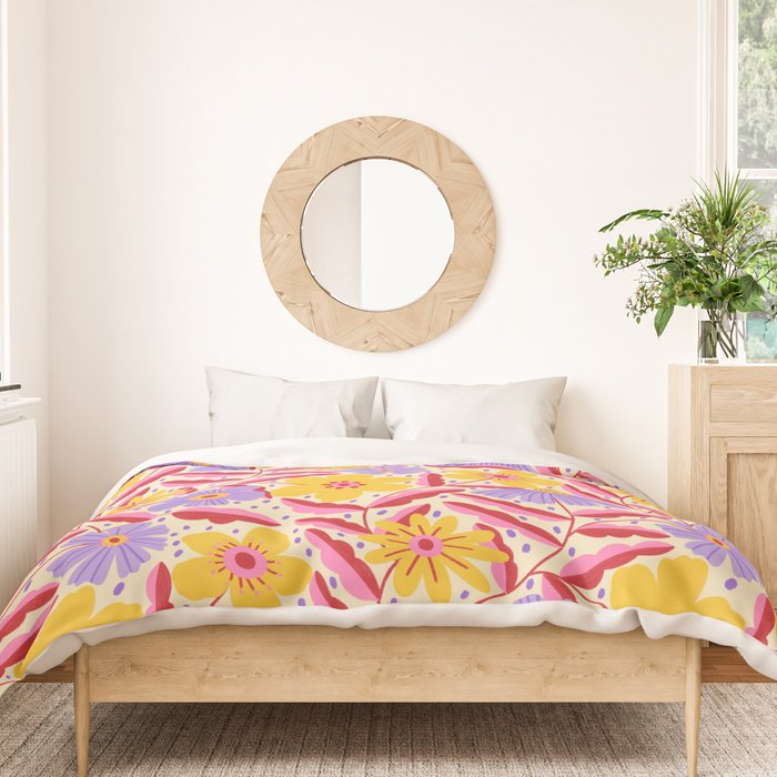 Flower Garden - Yellow & Purple  Duvet Cover Gallery Image 3