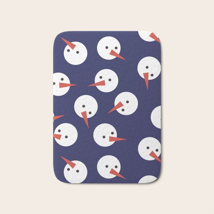 Snowmen pattern on dark Bath Mat Gallery Image 1