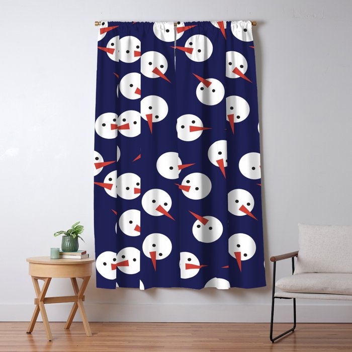 Snowmen pattern on dark Window Curtain Gallery Image 1