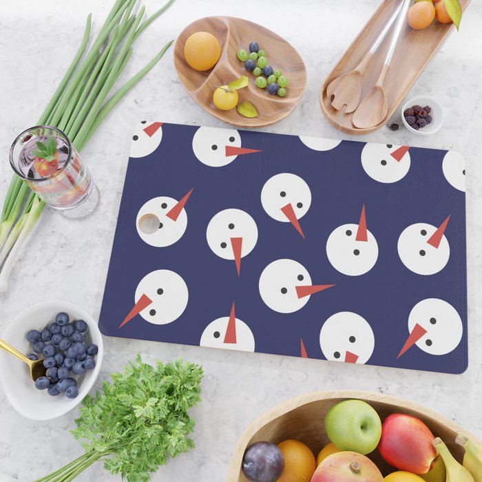 Snowmen pattern on dark Cutting Board Gallery Image 2