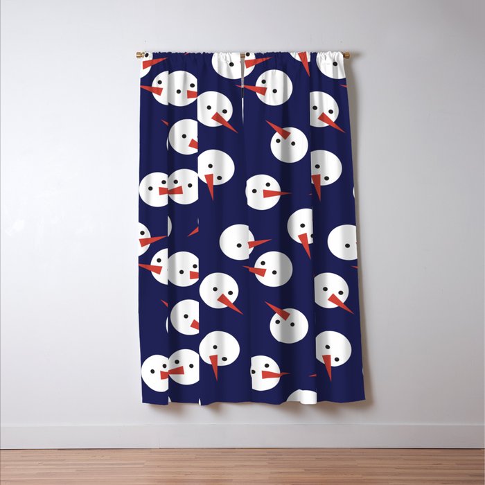 Snowmen pattern on dark Window Curtain Gallery Image 3