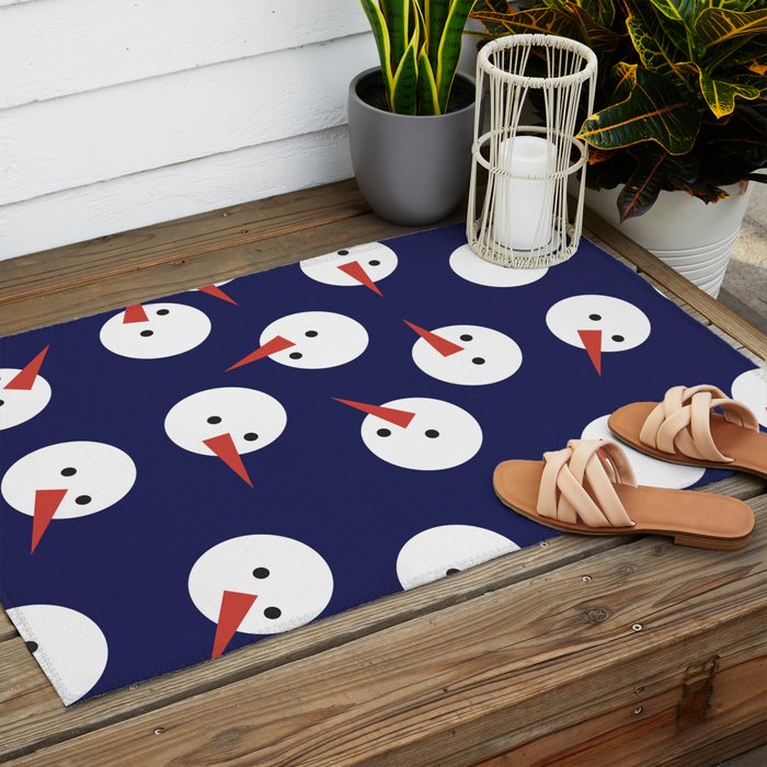 Snowmen pattern on dark Outdoor Rug Gallery Image 2