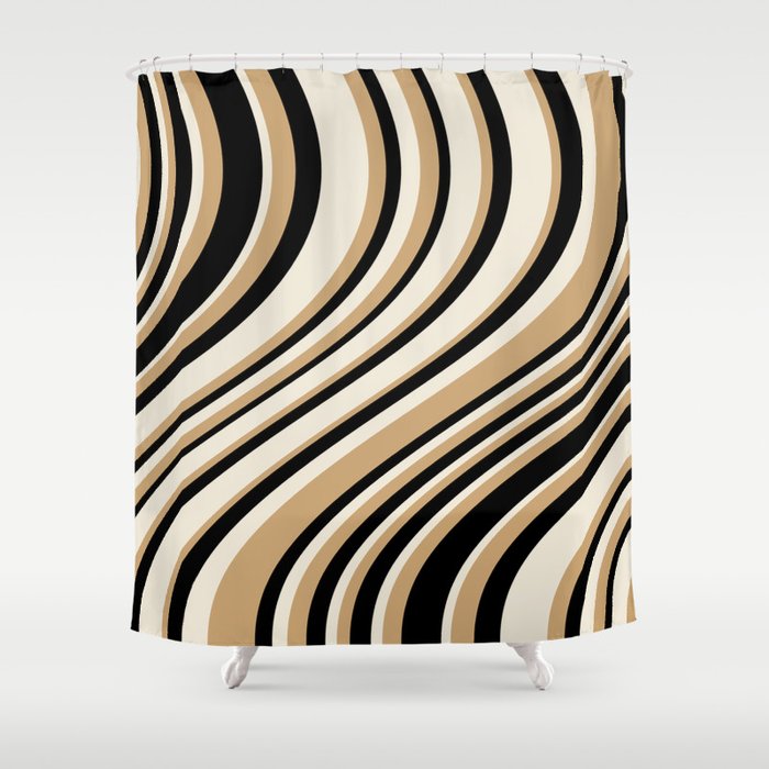 Wavy Stripes VII - Neutral Vintage Shower Curtain Gallery Image 1