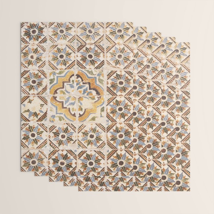 An old tile pattern or azulejos in Sintra Portugal  Summer street and travel photography Wrapping Paper Gallery Image 3