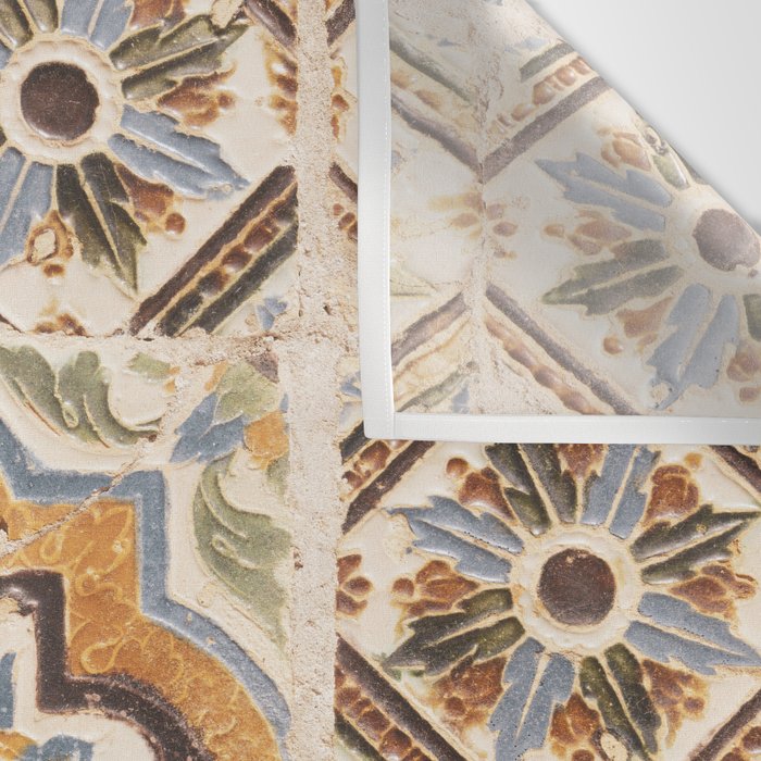 An old tile pattern or azulejos in Sintra Portugal  Summer street and travel photography Wall Tapestry Gallery Image 3
