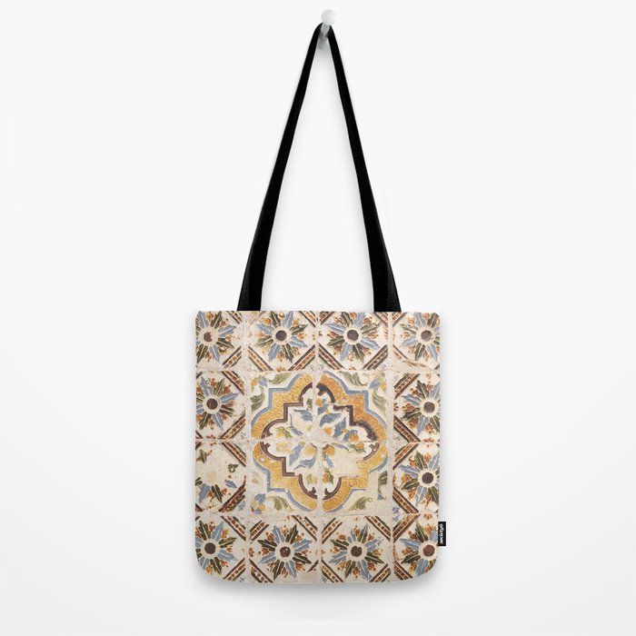 An old tile pattern or azulejos in Sintra Portugal  Summer street and travel photography Tote Bag Gallery Image 2