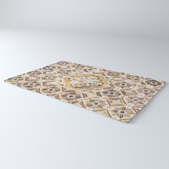 An old tile pattern or azulejos in Sintra Portugal  Summer street and travel photography Rug Gallery Image 3