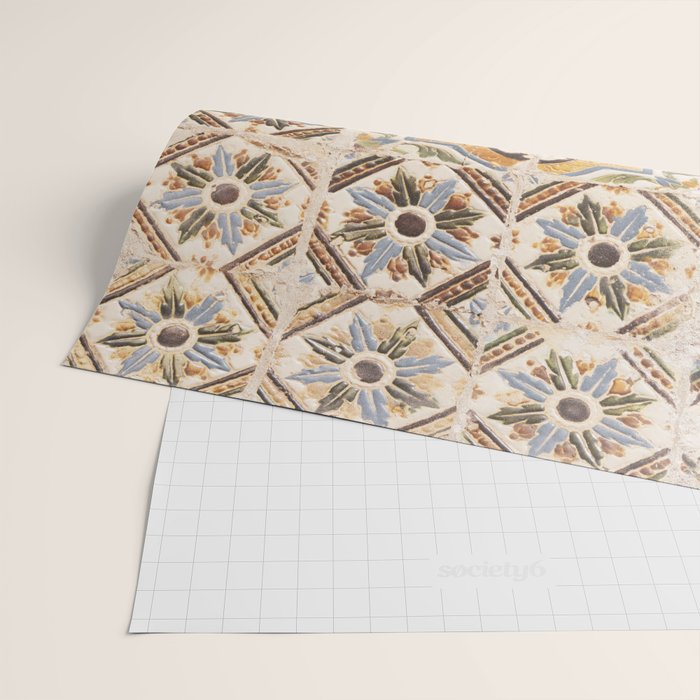 An old tile pattern or azulejos in Sintra Portugal  Summer street and travel photography Wrapping Paper Gallery Image 2