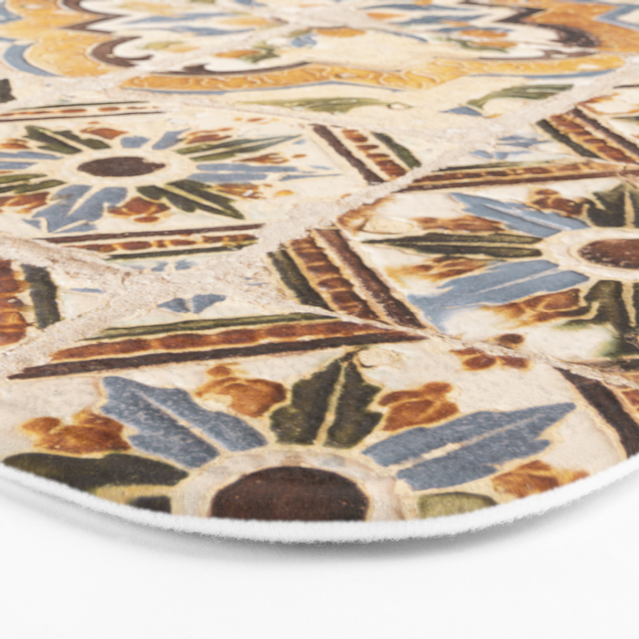 An old tile pattern or azulejos in Sintra Portugal  Summer street and travel photography Bath Mat Gallery Image 3