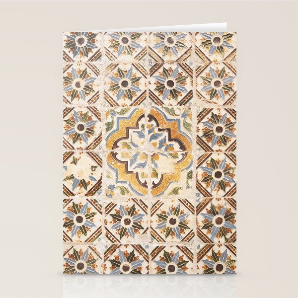 An old tile pattern or azulejos in Sintra Portugal  Summer street and travel photography Stationery Card Gallery Image 2