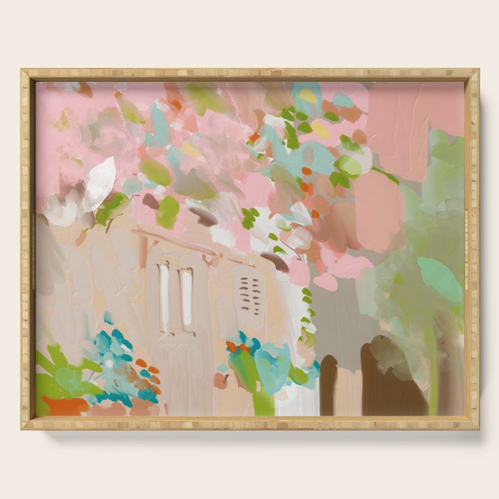 southern europe sun France Italy abstract painting Serving Tray Gallery Image 1